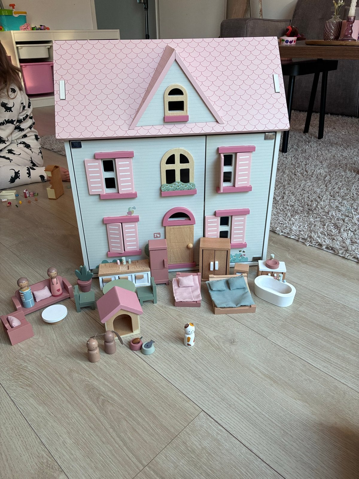 Houten Poppenhuis Little Dutch incl. aanvulset huisdieren, Ophalen, Gebruikt, Poppenhuis