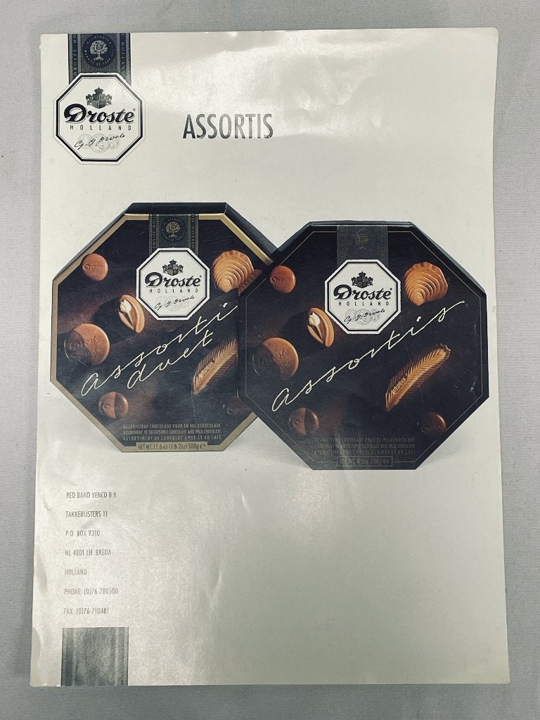 Droste Assortis marketing flyer sheet voor winkeliers B2B, Gebruikt, -, -, Overige typen