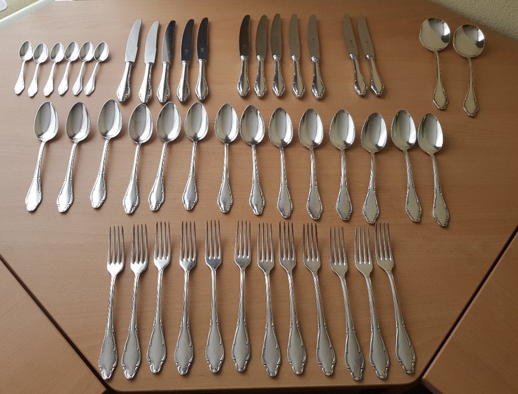 46 delen verzilverd diner bestek (jaren 50), Ophalen
