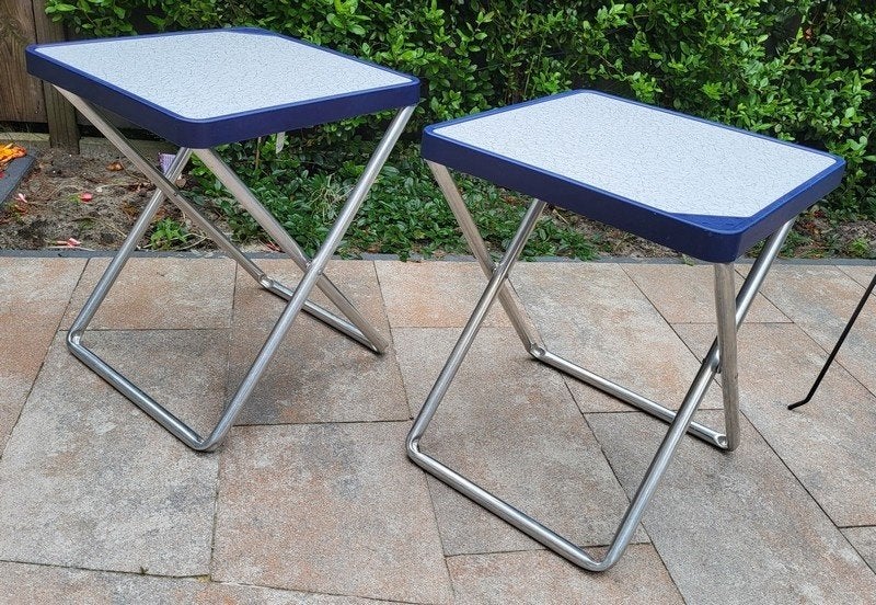 2x Crespo vissersstoeltje met oplegblad., Caravans en Kamperen, Ophalen of Verzenden, Zo goed als nieuw, Campingstoel