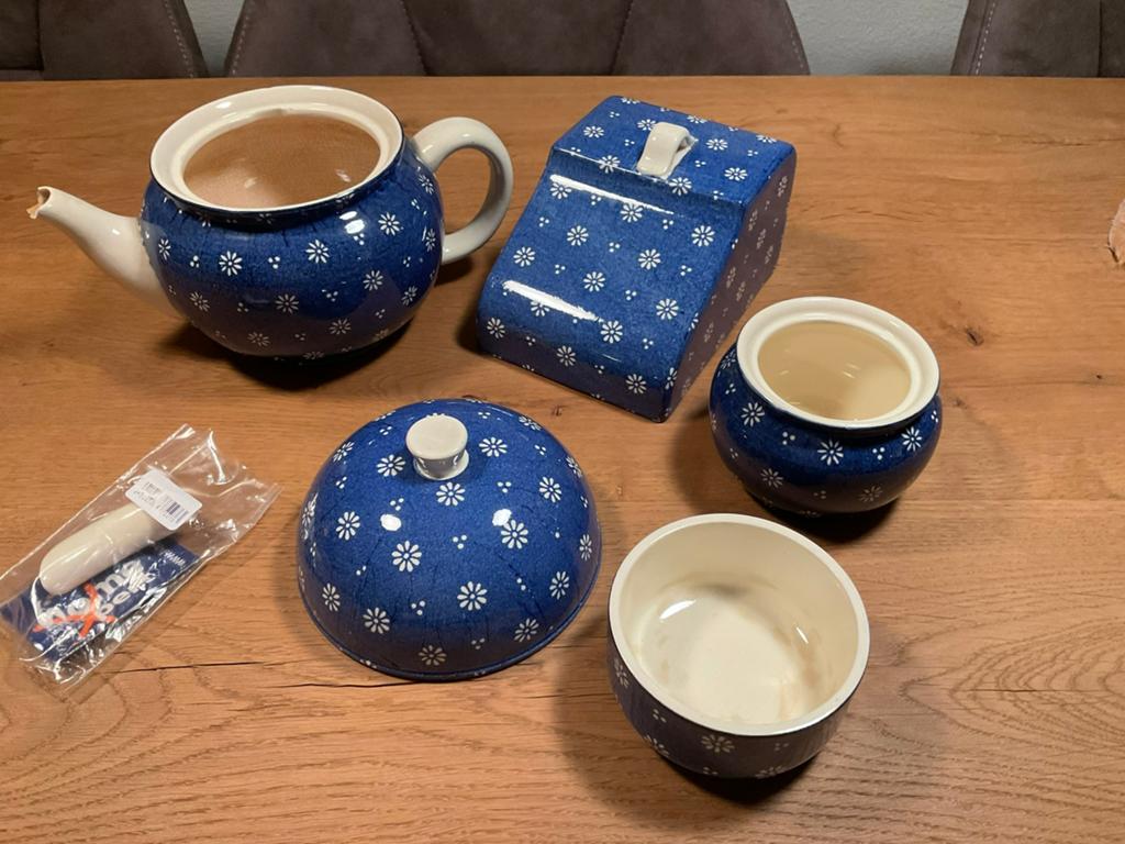 Losse Antieke servies delen van blauw ontbijt servies, Antiek en Kunst, Ophalen of Verzenden