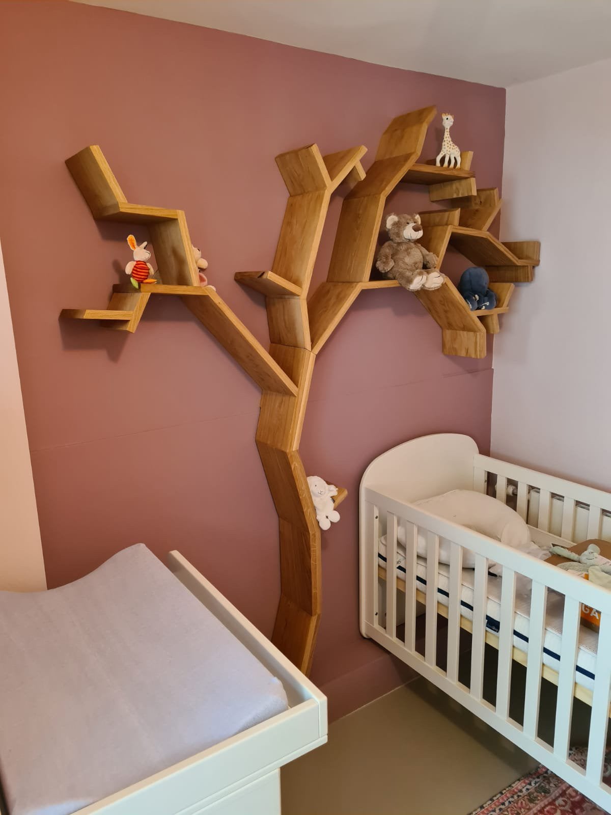 Boomvormige boekenkasten van massief eikenhout, Huis en Inrichting, Ophalen, Zo goed als nieuw, Eikenhout, 200 cm of meer