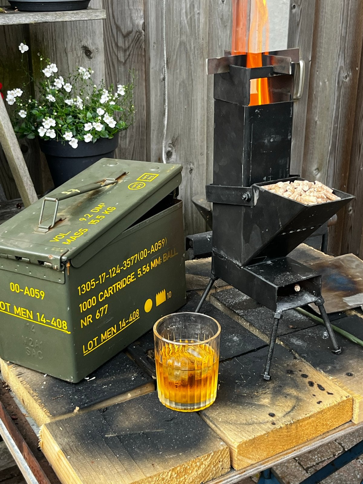 Compacte RVS Rocketstove in Munitiekistje - Demontabel, Ophalen of Verzenden, Nieuw