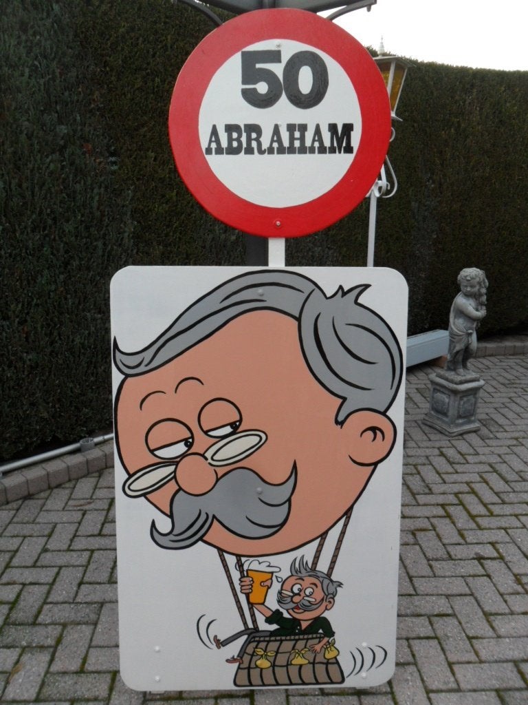 50 Abraham feestbord huren kan buiten in regen en wind staan, Ophalen, Abraham of Sarah