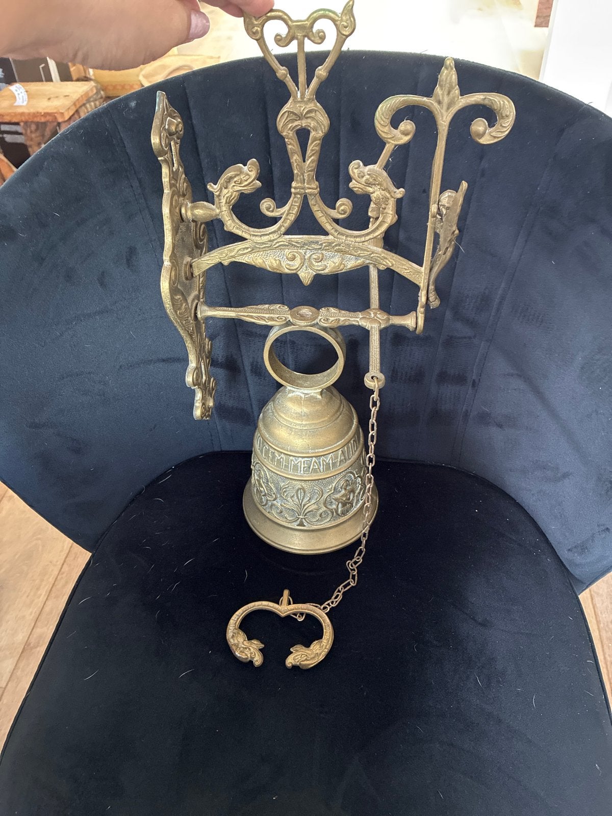 Antieke Messing Deurbel met Engelen en Ketting, Ophalen of Verzenden, Brons