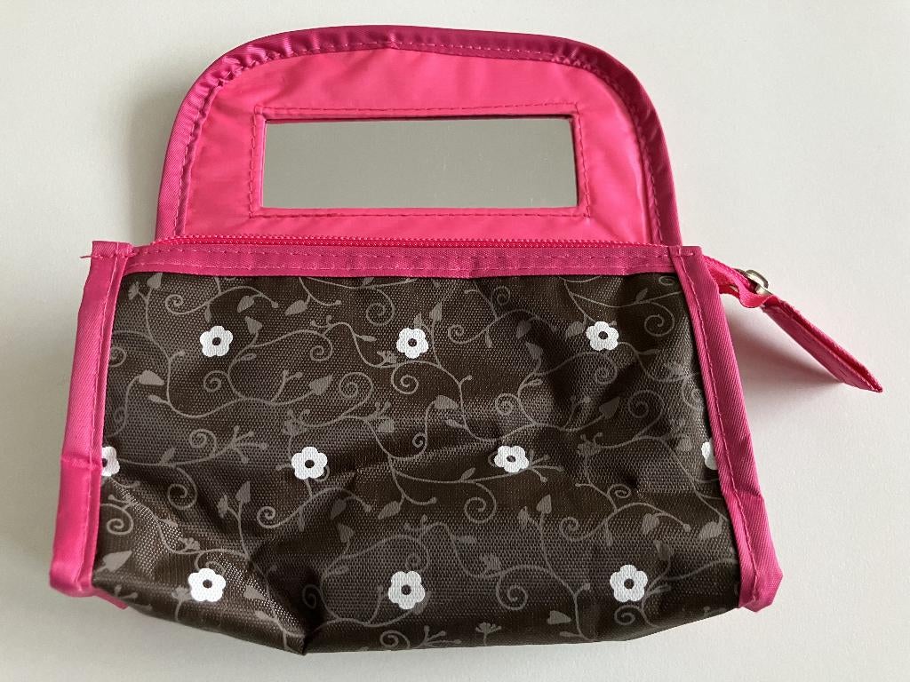 Makeup toilettas met spiegel rose bruin van 6,99 voor 2,99, Sieraden, Tassen en Uiterlijk, Toilettassen, Ophalen, Nieuw, Bruin