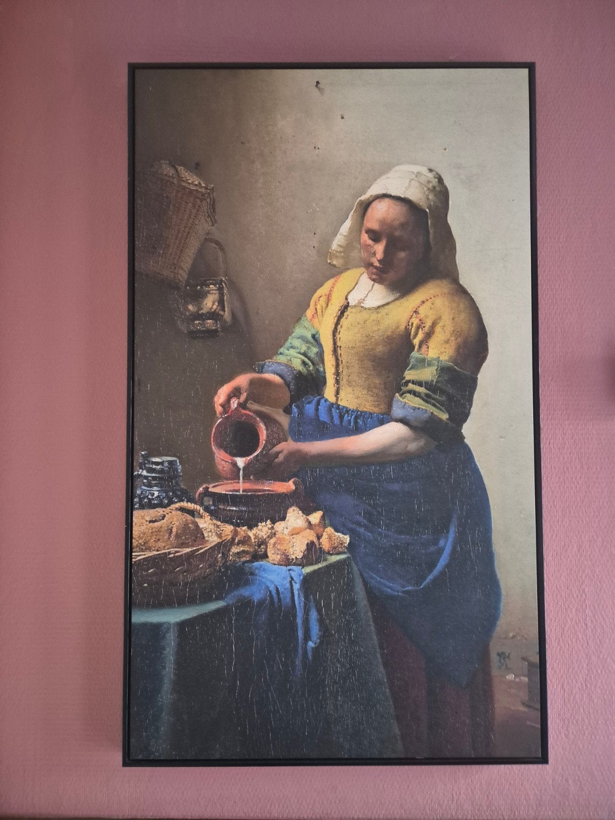 Melkmeisje met zwarte omlijsting, Antiek en Kunst, Ophalen