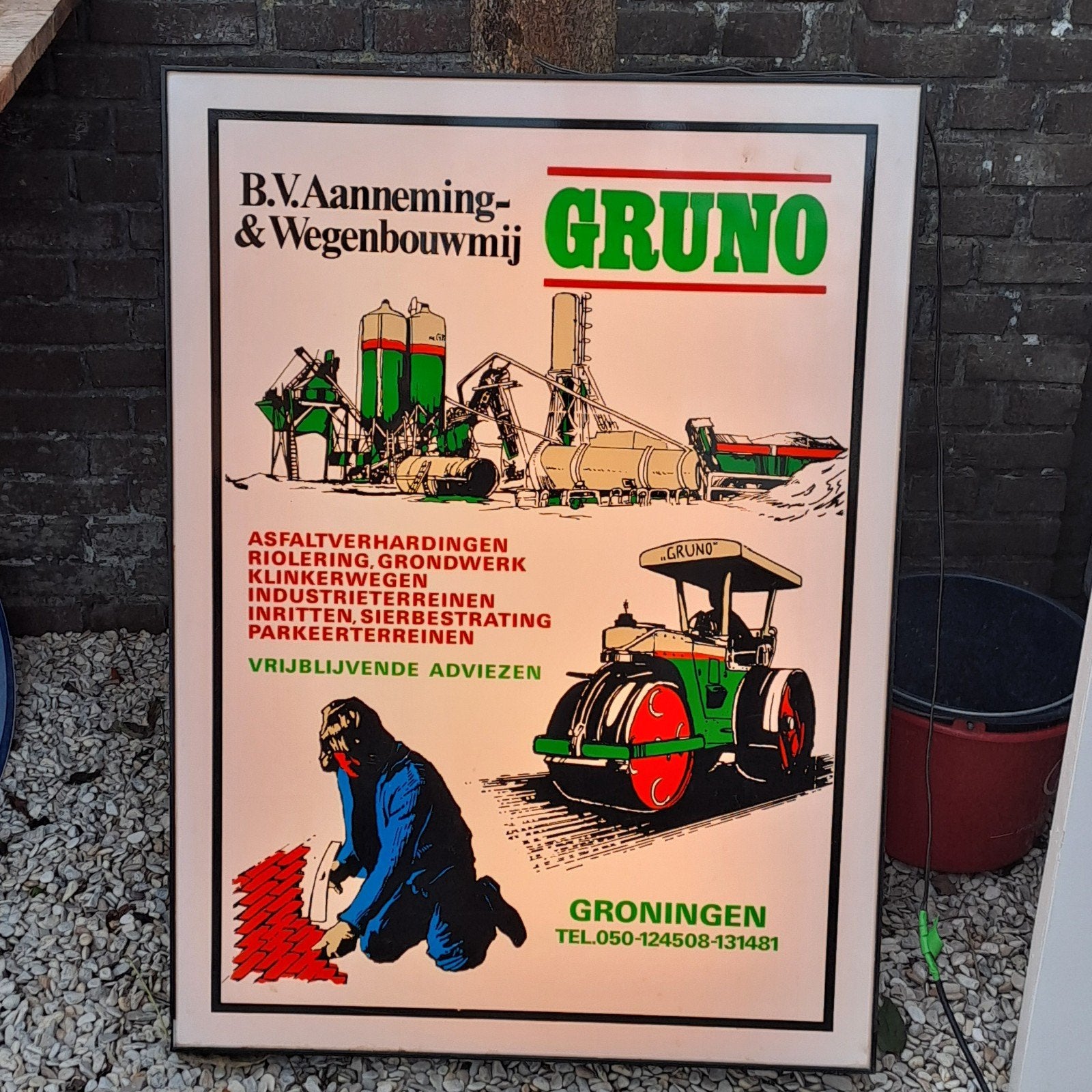 Gruno aannemers en wegenbouw uit Groningen lichtbak, Ophalen of Verzenden, Gebruikt, Lichtbak of (neon) lamp