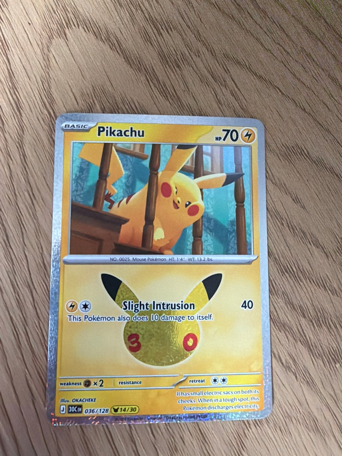 Pikachu Pokémon kaart - Basic HP70 - 036/128, Ophalen of Verzenden, Gebruikt, Losse kaart
