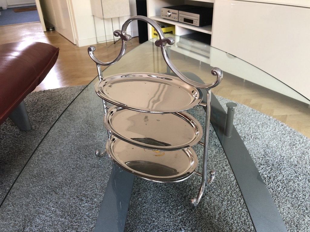 Kleine ovalen etagère voor o.a. bonbons, Ophalen of Verzenden, Gebruikt