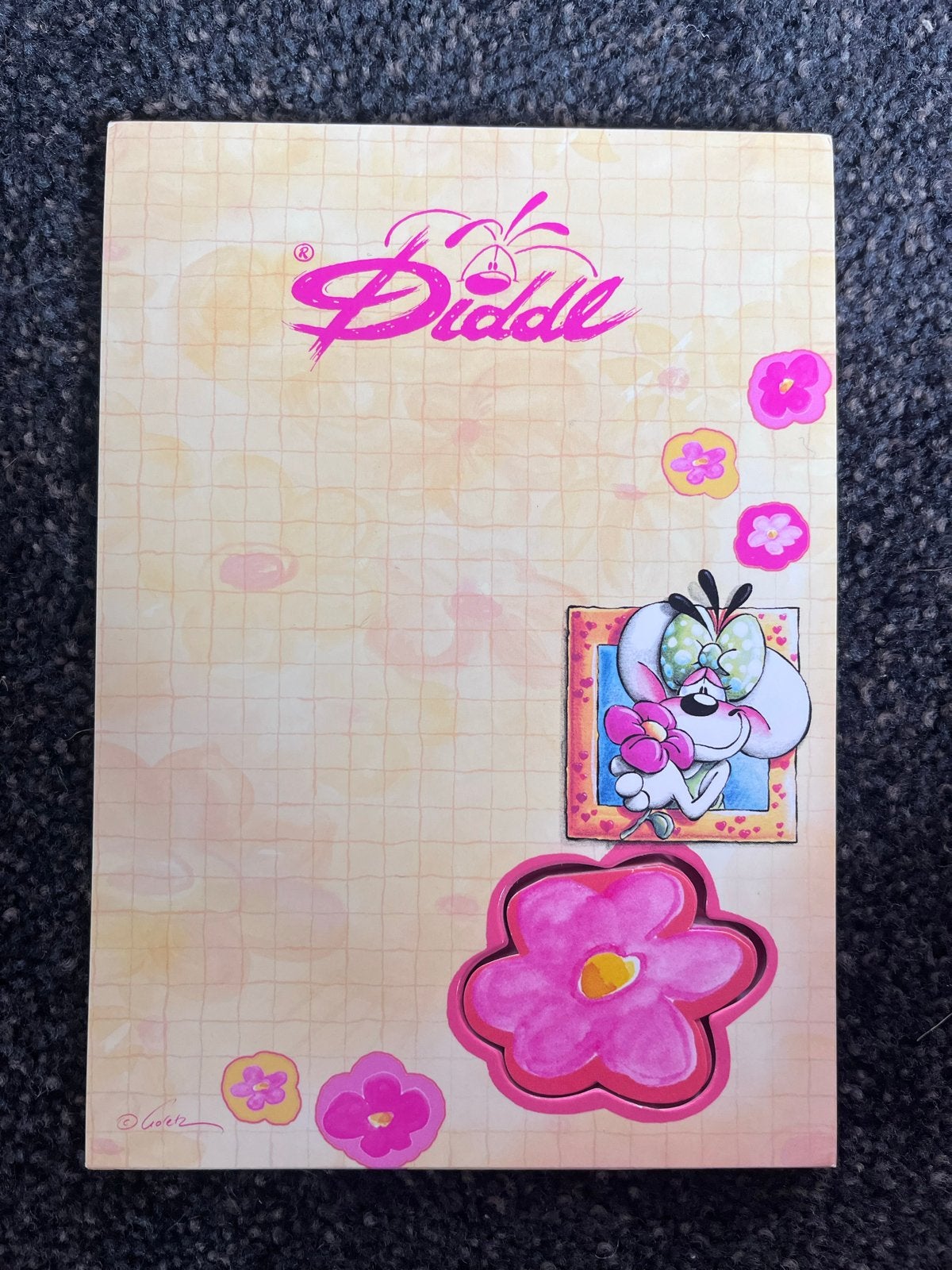 Diddl dubbel blok met Diddlina en bloemen, Ophalen of Verzenden, Diddlina, Zo goed als nieuw, Papier, Kaart of Schrift
