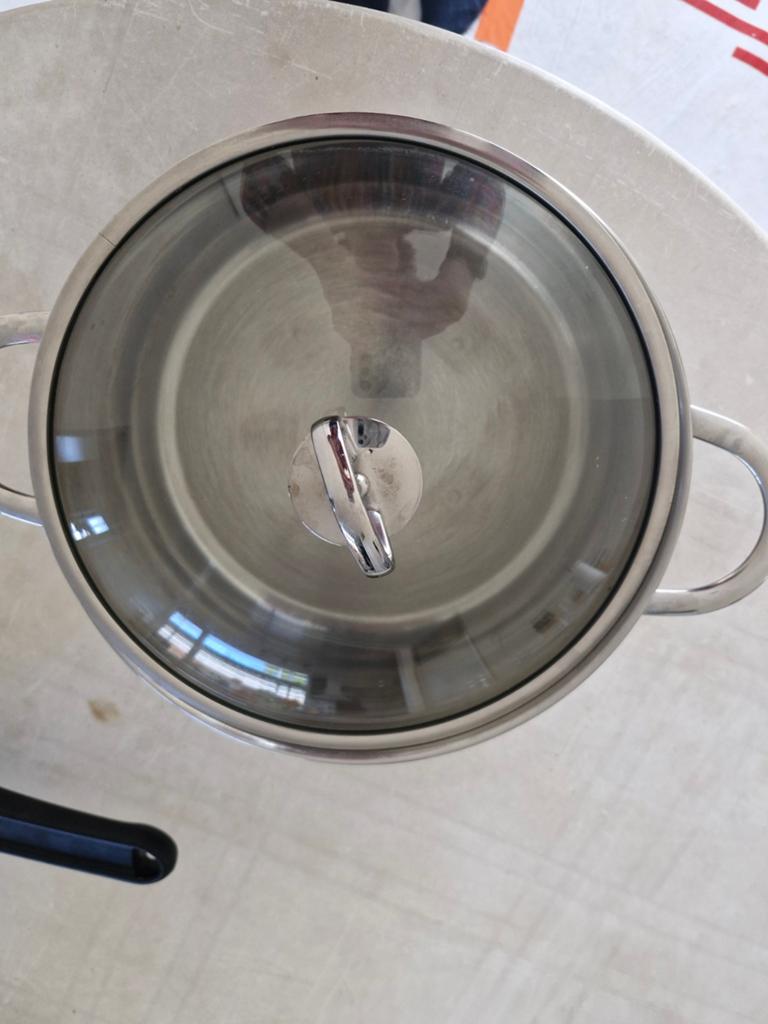 BK Soeppan 5 liter - RVS met glazen deksel, Ophalen, Gebruikt, Rvs