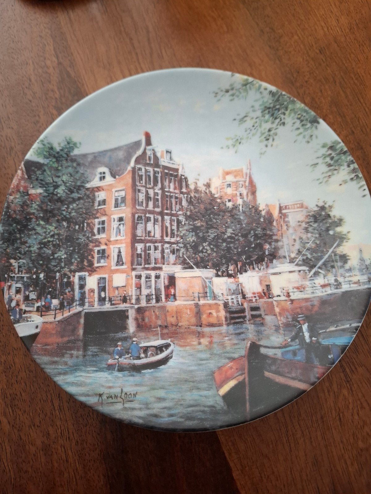 bord 'Waar het Singel Amsterdam uitstroomt' - Koos van Lo, Antiek en Kunst, Ophalen of Verzenden
