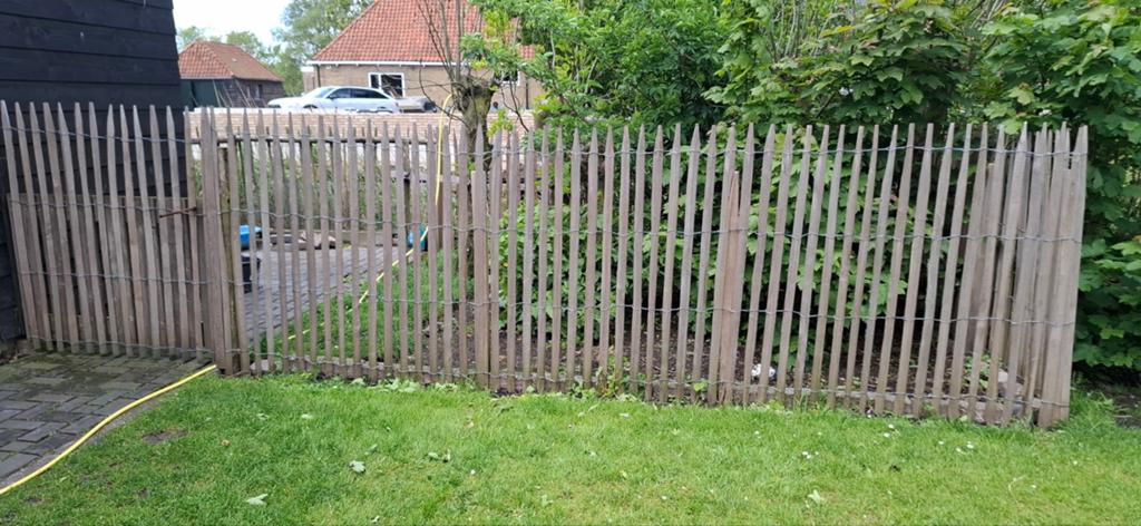 Houten tuinhek met poort - Gebruikt, Tuin en Terras, Tuinhekken en Hekwerk, Ophalen, Met poort, Gebruikt, Tuinhek