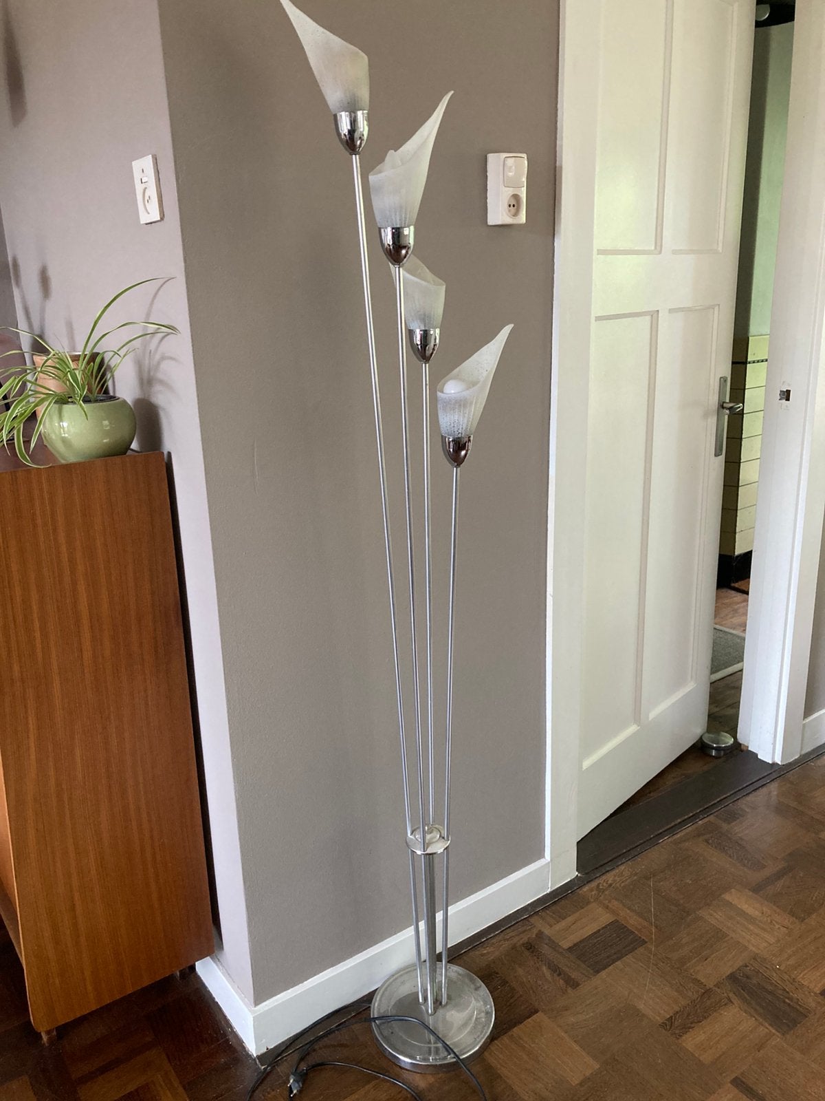 Mooie vloerlamp met glazen kelken, Ophalen, Zo goed als nieuw, Glas, 150 tot 200 cm