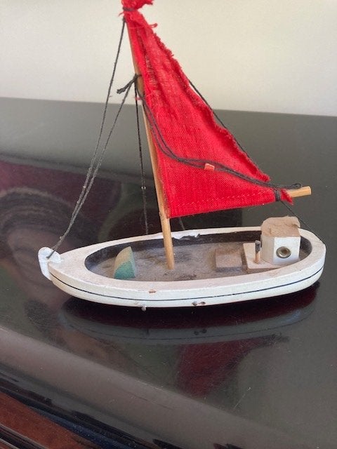 Houten vintage model zeilboot, Ophalen of Verzenden, Gebruikt