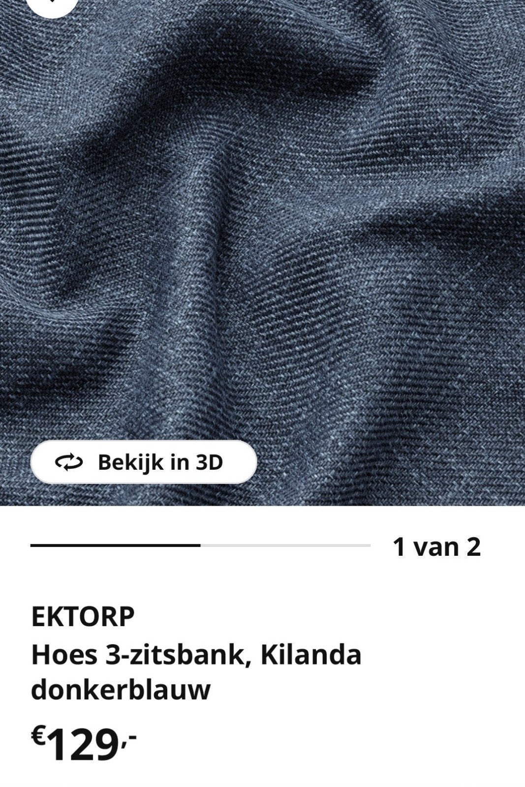 mooie blauwe hoes voor 3 zits Ektorp ikea, Ophalen, 75 tot 100 cm, Rechte bank, 200 tot 250 cm