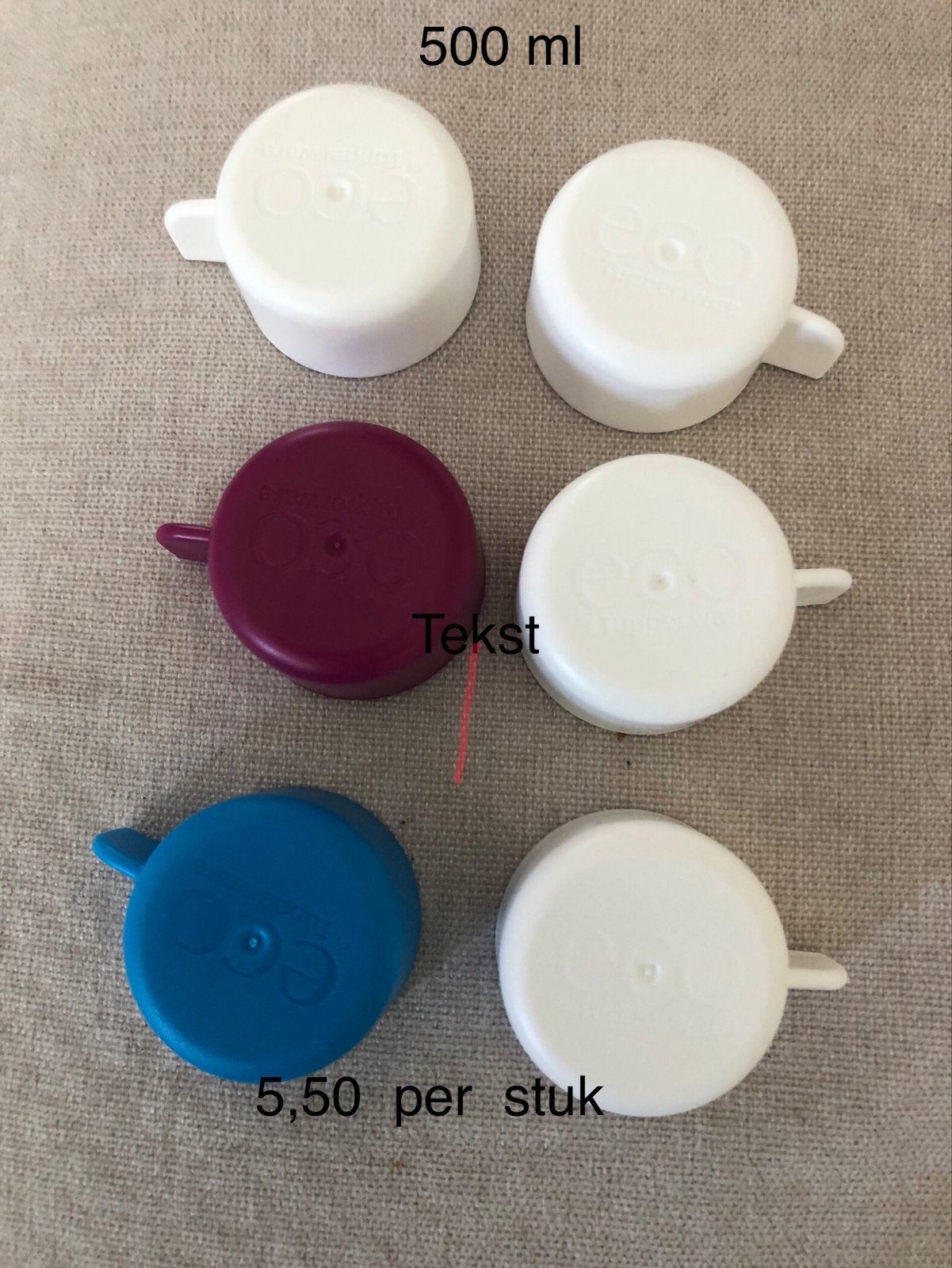 Tupperware dop 500 ml - Schroefdop of sportklepdop, Overige kleuren, Nieuw, Ophalen of Verzenden, Met deksel