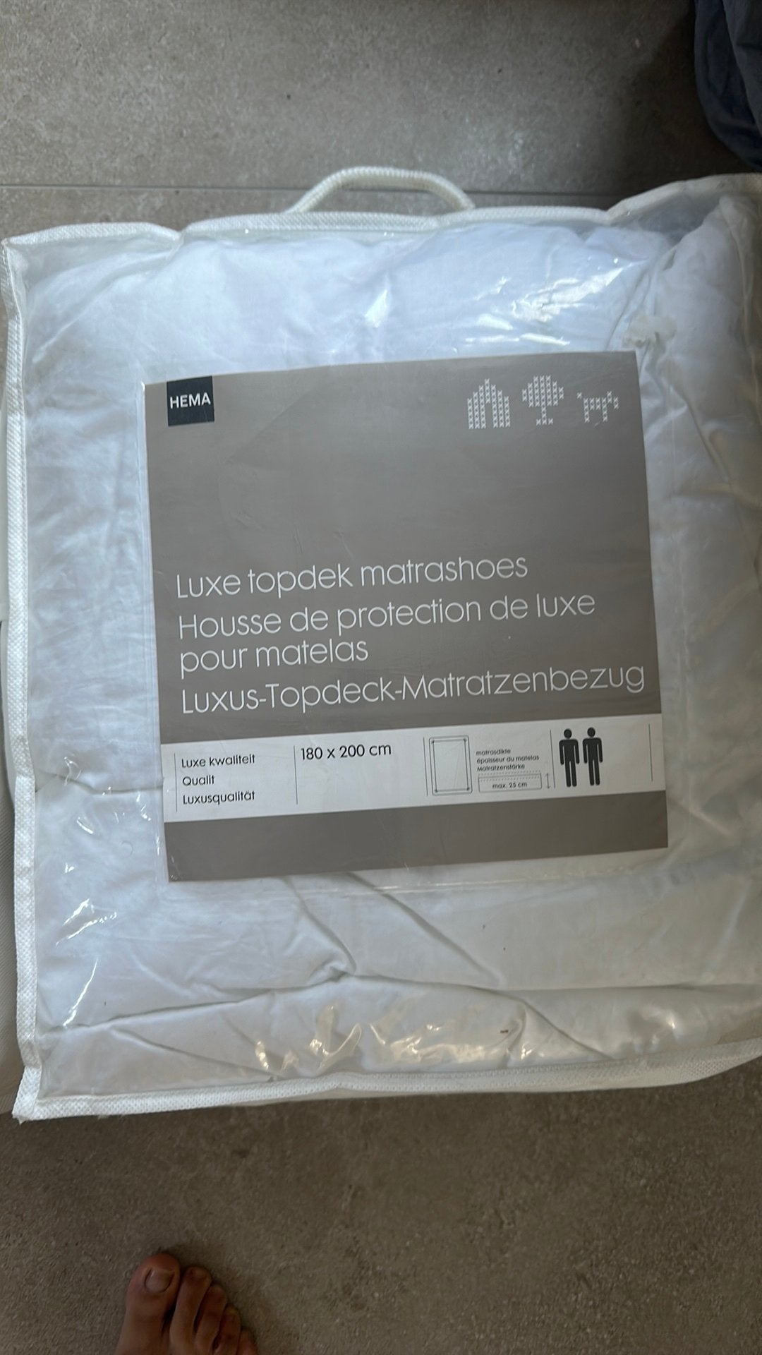 HEMA topdek matrashoes, Huis en Inrichting, Eenpersoons, Wit, Ophalen of Verzenden, Zo goed als nieuw