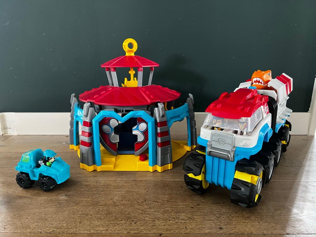 Paw Patrol Dino Patroller met uitkijktoren en figuren, Ophalen of Verzenden, Gebruikt, Jongen of Meisje