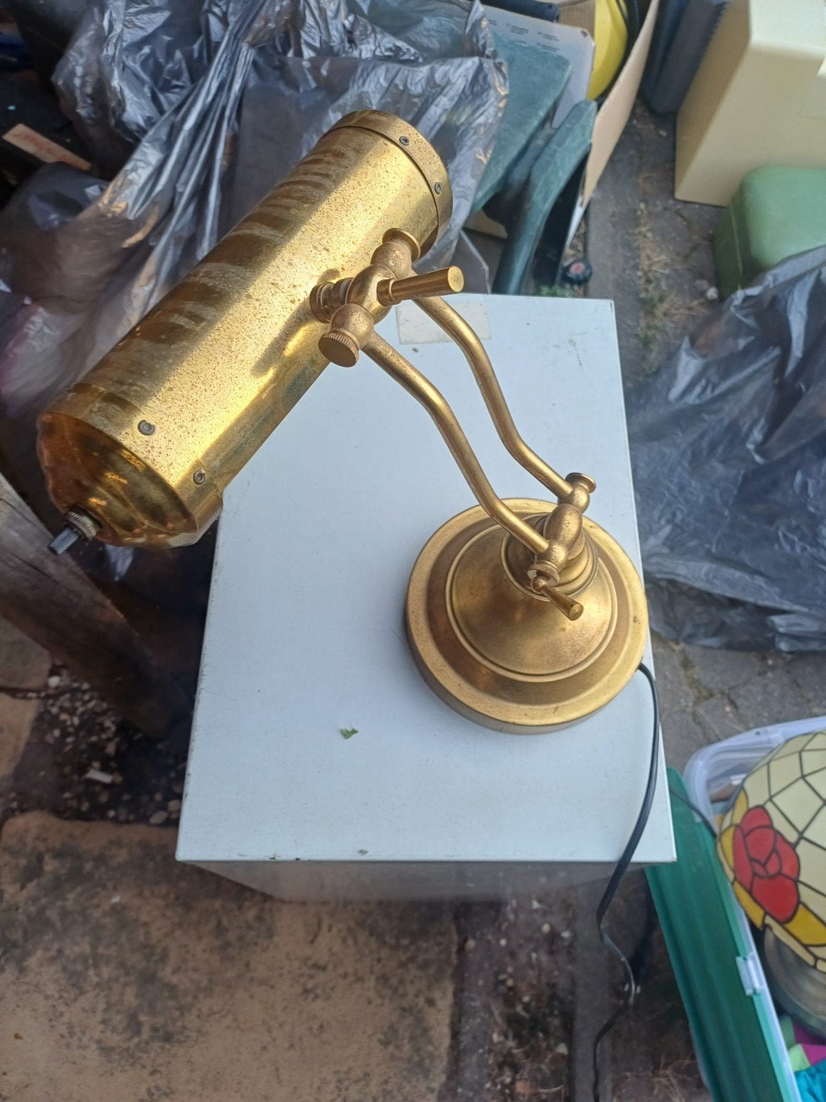 Vintage Messing Bureaulamp / Galerijlamp, Antiek en Kunst, Antiek | Lampen, Ophalen