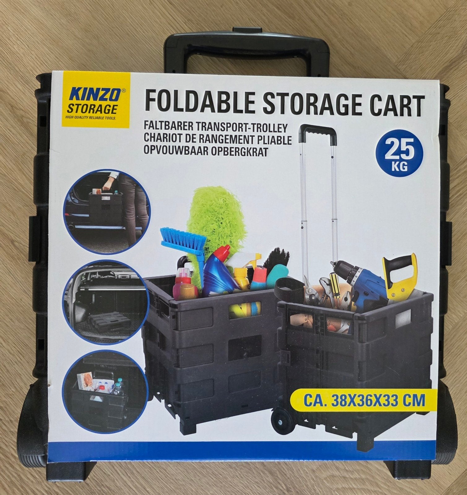 Nieuwe Kinzo Opvouwbare Opbergkrat - Transport Trolley, Ophalen, Opvouwbaar, Nieuw, Minder dan 50 cm