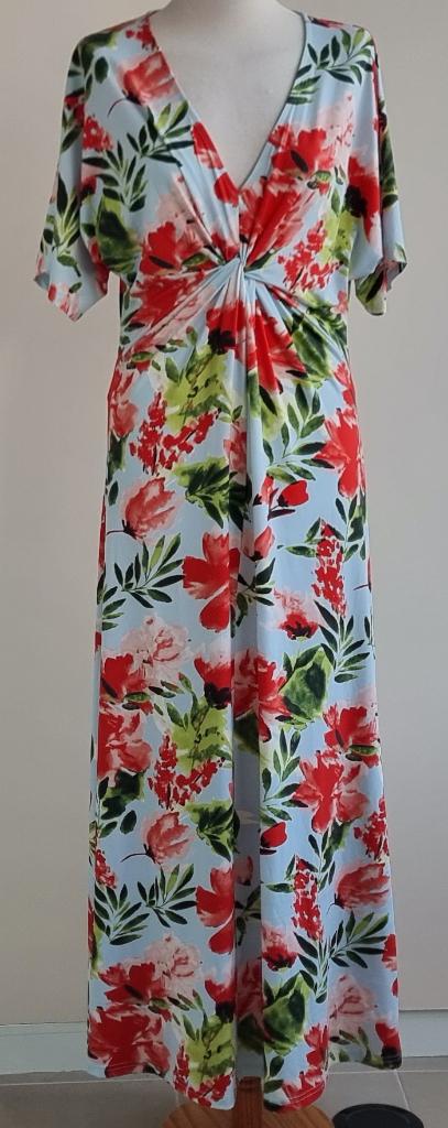 Norah lichtblauwe lange jurk met print mt. 36, Blauw, Ophalen of Verzenden, Zo goed als nieuw, Norah