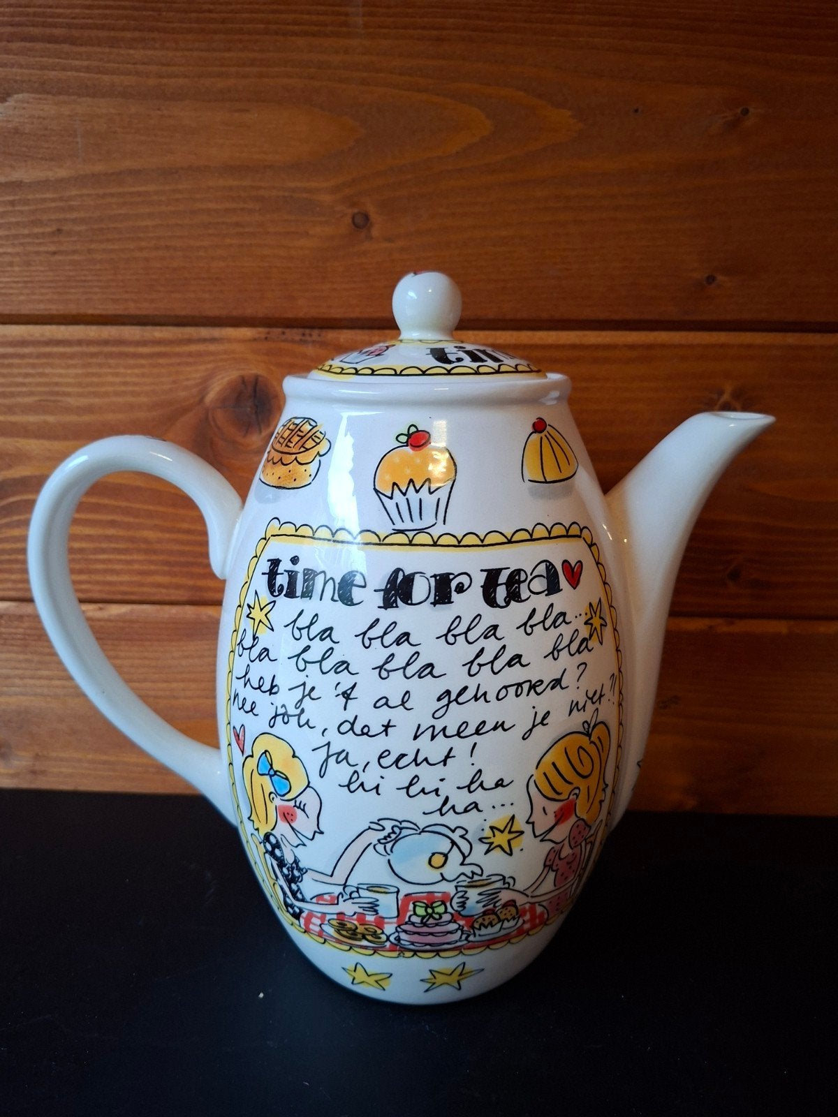 Blond Amsterdam theepot met schade, Huis en Inrichting, Gebruikt, Ophalen of Verzenden, Theepot, Aardewerk