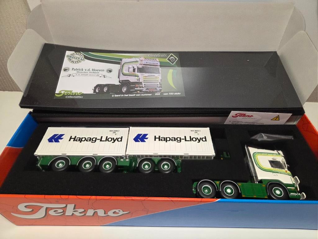 Tekno Scania containeroplegger Patrick v.d Hoeven, Ophalen of Verzenden, Zo goed als nieuw, Bus of Vrachtwagen, Tekno