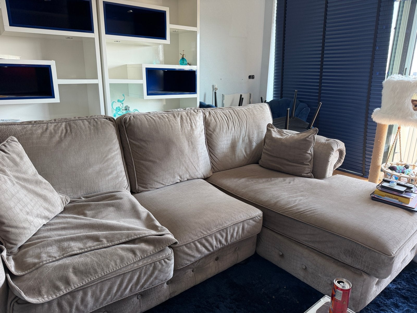 Urban Sofa Bank Taupe Croco Stof, Ophalen, 250 tot 300 cm, Gebruikt, 100 tot 125 cm