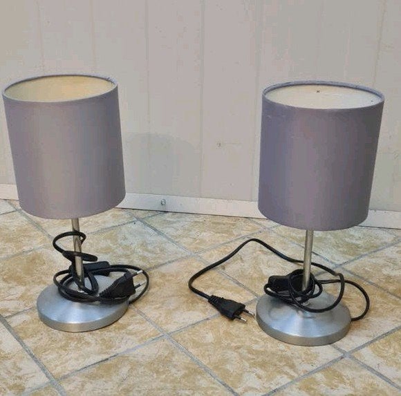 Set van 2 bedlampjes incl LED lampen, ca. 30 cm hoog, Ophalen of Verzenden, Gebruikt, Metaal