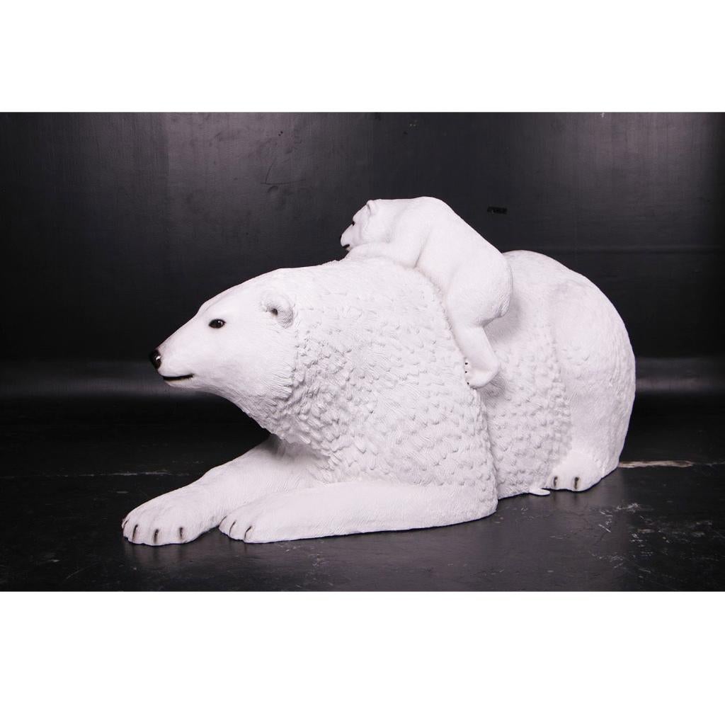 Polar Bear beeld met jong – IJsbeer Hoogte 190 cm