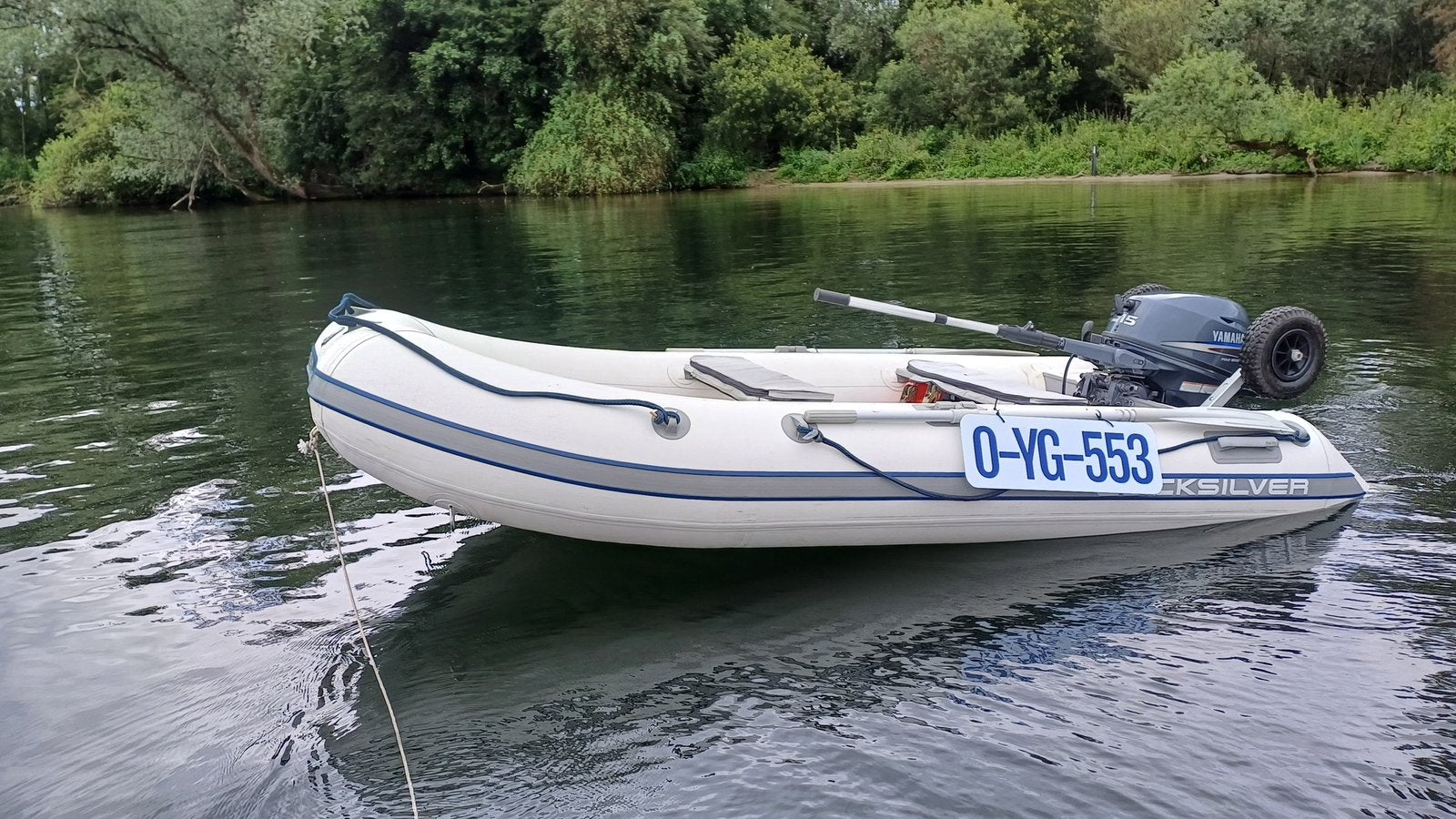 Mooie complete set Quicksilver 340 airdeck met Yamaha 15Pk, Watersport en Boten, Rubberboten, 15 pk, Zo goed als nieuw, 3 m, Ophalen