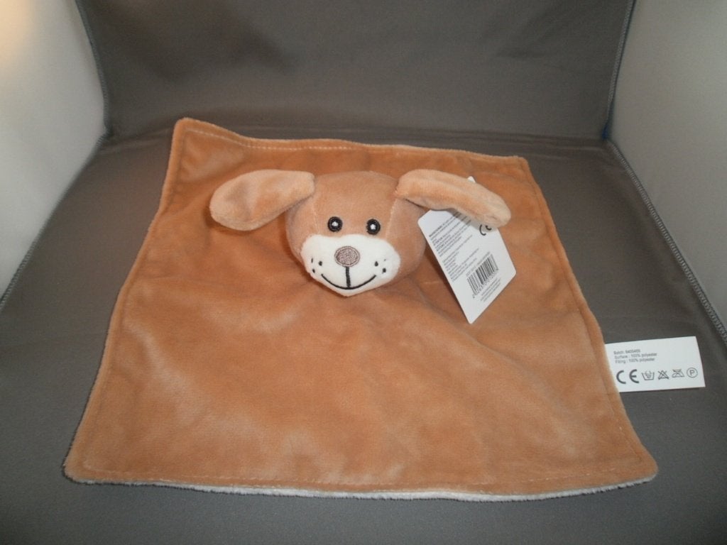 Wibra konijn bruin crème velours rammel in hoofd 25x28 cm, Met geluid, Ophalen of Verzenden, Middelgroot (20 tot 80 cm), Bruin