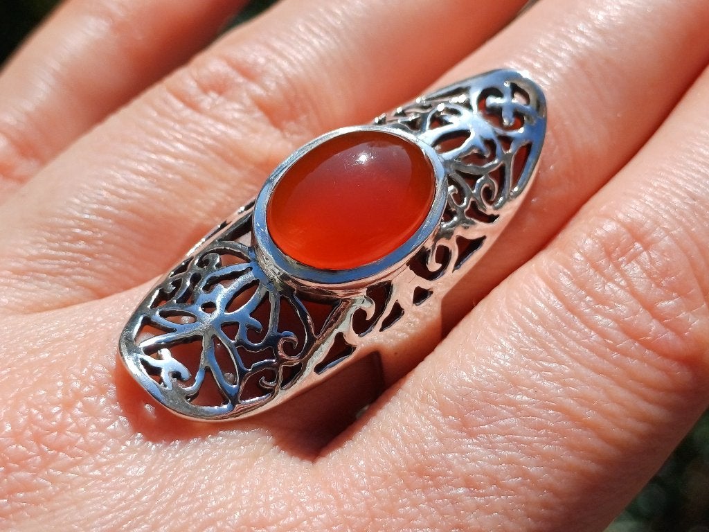 Vanoli Imposante 925 zilveren ring met carneool maat 18, Sieraden, Tassen en Uiterlijk, Ringen, Nieuw, Dame, 18 tot 19, Oranje