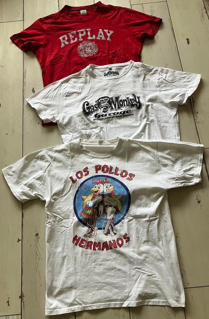 3 vintage t-shirts in herenmaat L (in 1 koop!), Verzenden, Gedragen, Maat 52/54 (L), Overige kleuren