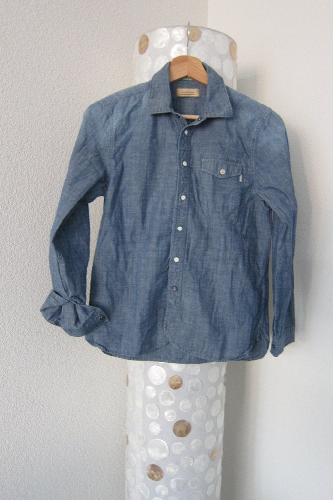 Scotch shrunk dunne spijkerblouse jongen 152, Overhemd of Blouse, Scotch Shrunk, Zo goed als nieuw, Schipluidenlaan 20 5035KJ Tilburg