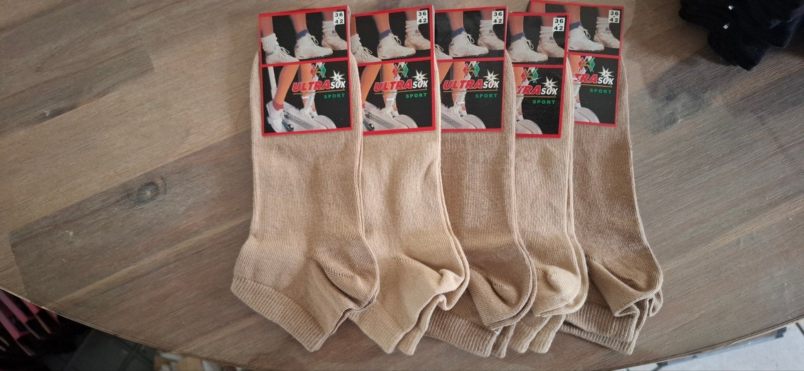 Beige Naadloze Enkelsokjes - Maat 36-42 - 80% Katoen, Beige, Nieuw, Overige maten, Ophalen of Verzenden