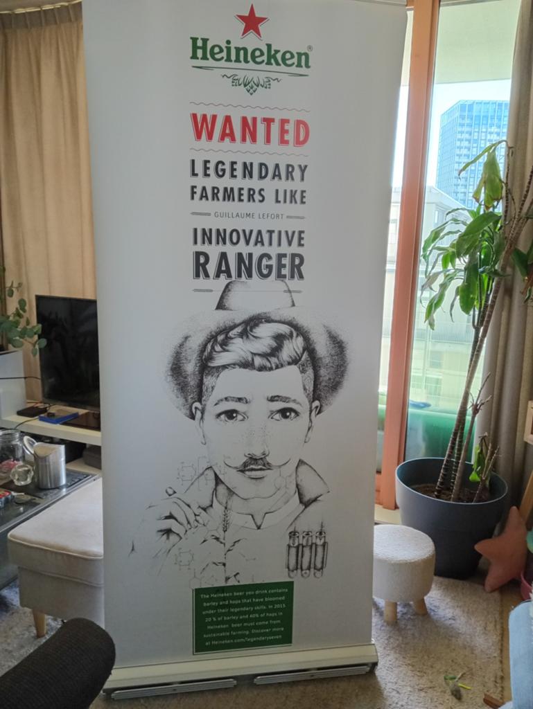 Heineken promotie poster in koker - "Wanted Legendary, Verzamelen, Rechthoekig Staand, Deurposter of groter, Ophalen of Verzenden