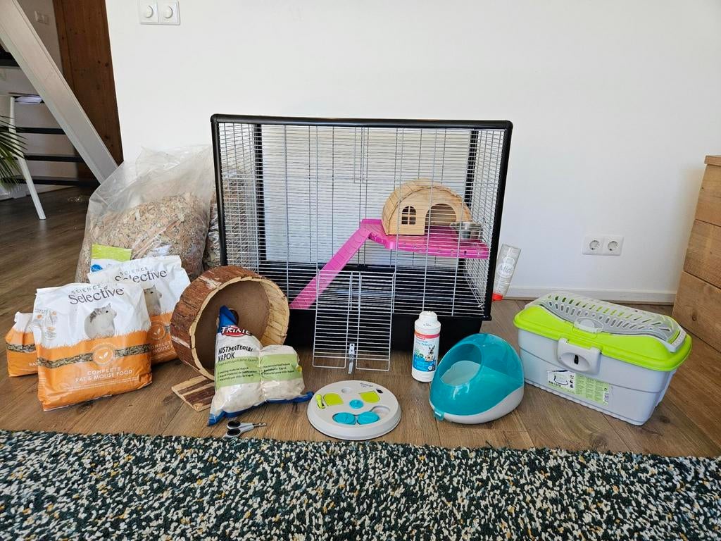 Complete kooi met toebehoren tamme ratten, Minder dan 60 cm, Minder dan 75 cm, Ophalen of Verzenden, Zo goed als nieuw