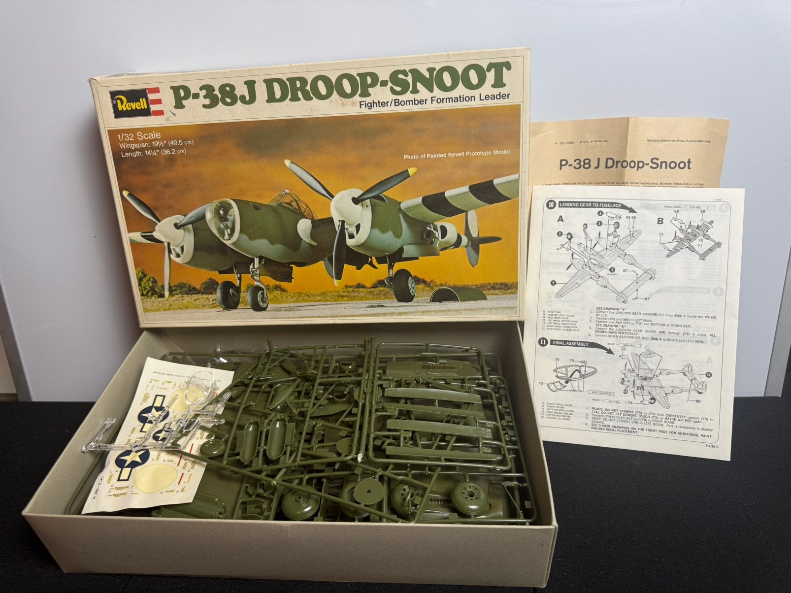 Vintage Revell P-38J Droop-Snoot Modelbouw 1:32, Hobby en Vrije tijd, Modelbouw | Figuren en Diorama's, Ophalen of Verzenden, Zo goed als nieuw