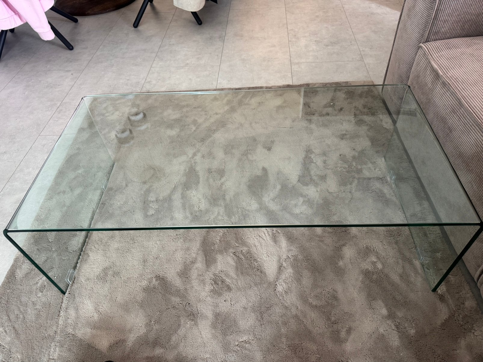 Glazen salontafel glas goossens, Ophalen, 100 tot 150 cm, 50 tot 100 cm, Rechthoekig