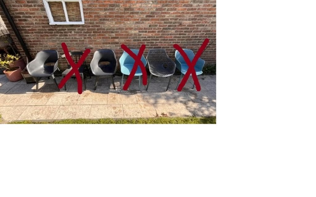 3 Tuinstoelen in verschillende designs. €15,00 p/st, Ophalen, Gebruikt, Kunststof