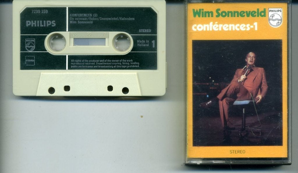 Wim Sonneveld Confèrences-1 8 nrs cassette 1974 ZGAN, Cd's en Dvd's, Cassettebandjes, 1 bandje, Ophalen of Verzenden, Zo goed als nieuw