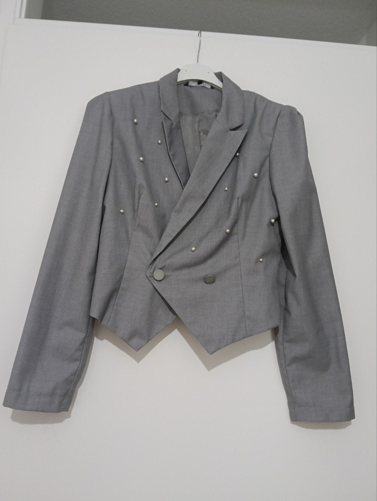 Grijze blazer met parels, maat L, Citybug, Maat 42/44 (L), Ophalen of Verzenden, Zo goed als nieuw