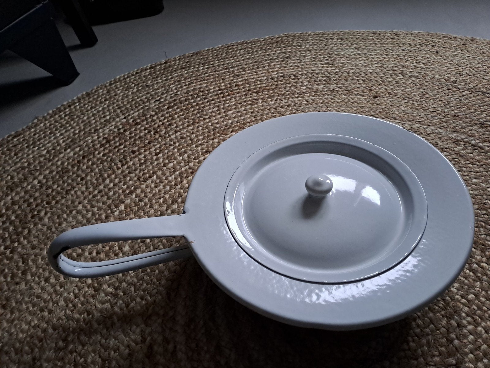 Vintage geëmailleerde bedpan met deksel, Ophalen of Verzenden