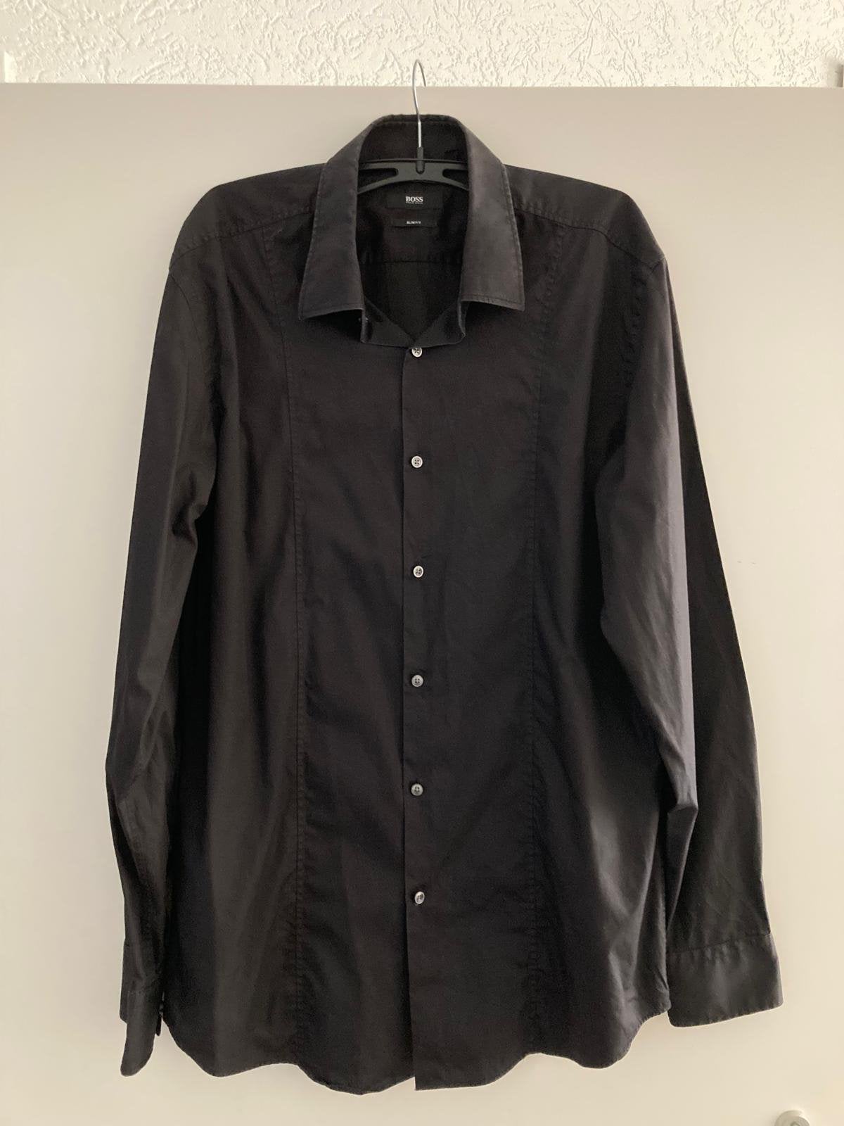 Mooie overhemd Hugo Boss slim fit!!!, Ophalen of Verzenden, Zo goed als nieuw, Zwart, Halswijdte 41/42 (L)