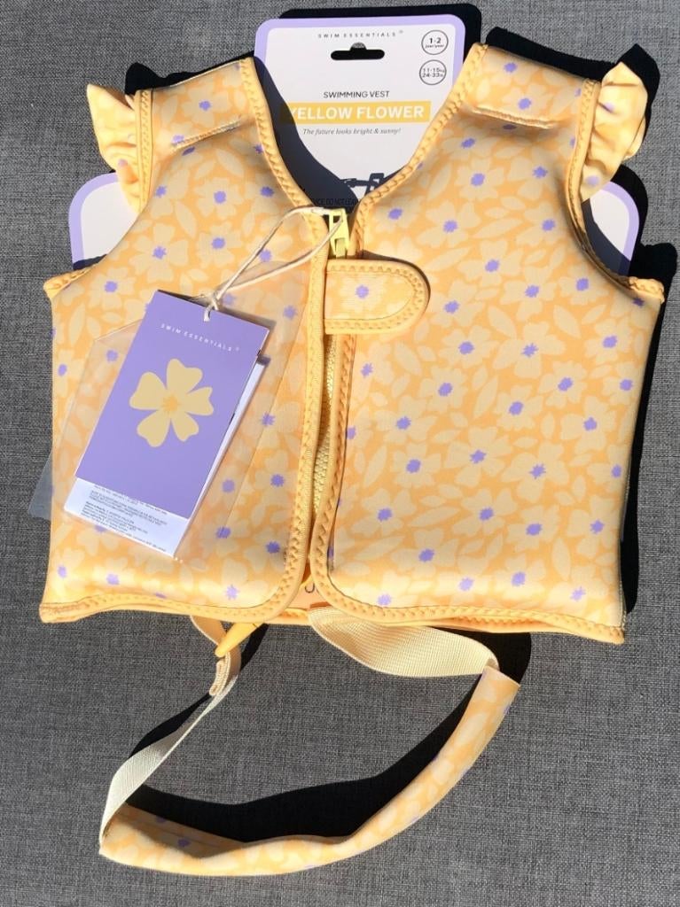 Zwemvest Geel Lila Bloemen 1-2 jaar (11-15 kg), Kinderen en Baby's, Kinderkleding | Kinder-zwemkleding, Meisje, One size, Nieuw