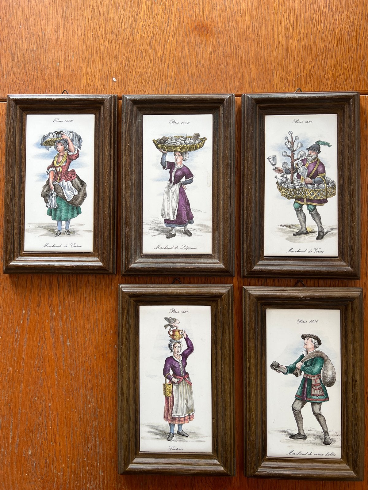 Set van 5 antieke Parijs 1600 ambachtslieden prints, Ophalen, Minder dan 50 cm, Gebruikt, Print