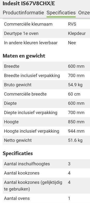 Indesit IS67V8CHX/E keramisch fornuis met oven, Keramisch, Zo goed als nieuw, Vrijstaand, 85 tot 90 cm